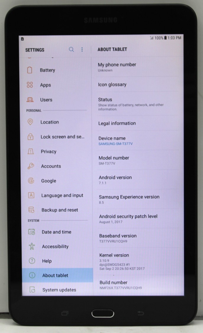 Samsung Galaxy Tab E 16GB Metallic Black Verizon UNLOCKED *USED/WIPED*