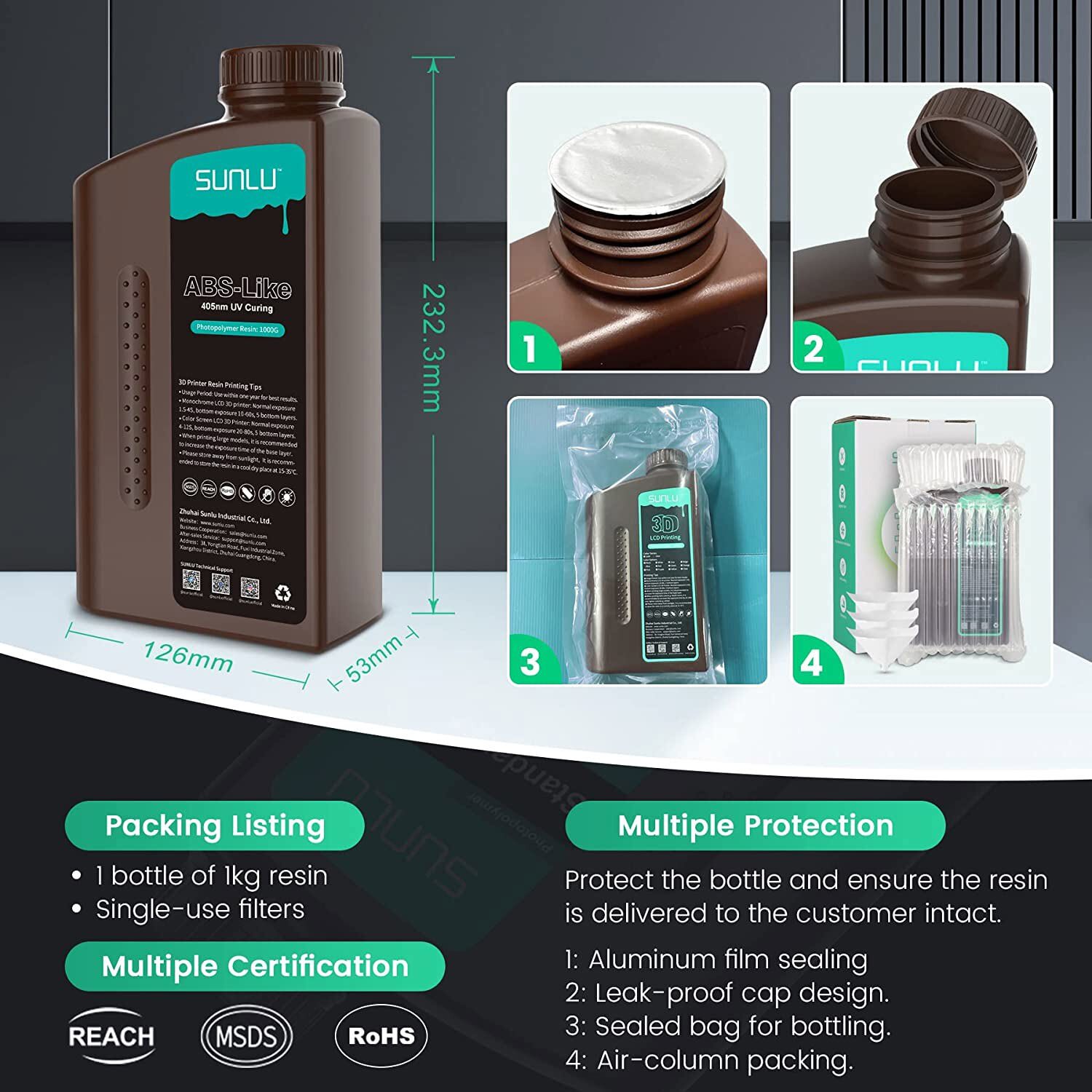 SUNLU 10KG 3D Printer Resin,Standard/Standard Plus/ABS-Like/Water Washable Resin
