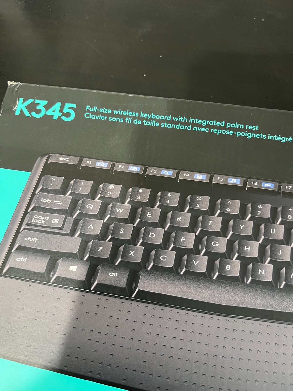 Logitech K345 Comfort Full-Size Wireless Keyboard With USB Receiver Open box
