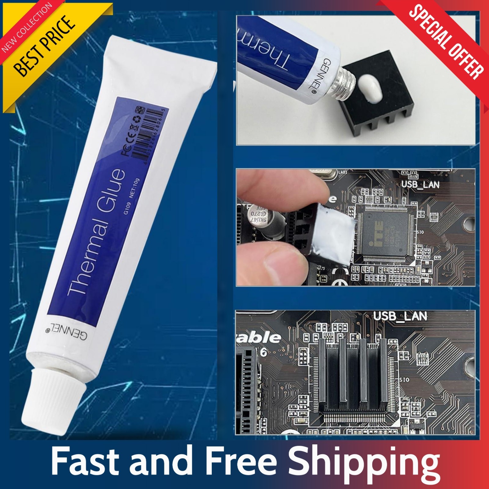 10g Thermal Conductive Glue G109 – Heatsink Silicone Adhesive GPU CPU LED IC Kit