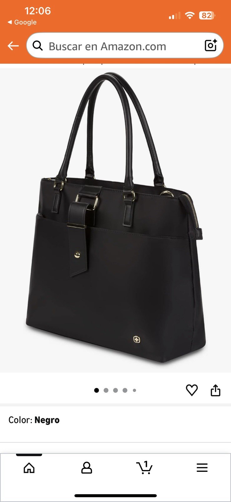 Wenger SwissGear Ana 16″ Black Polyester Laptop Tote, Padded, Water-Resistant