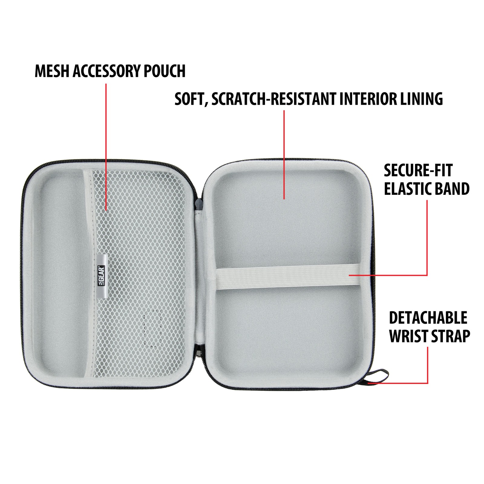 Protective Hard Shell Electronics Carrying Case with Accessory Pocket