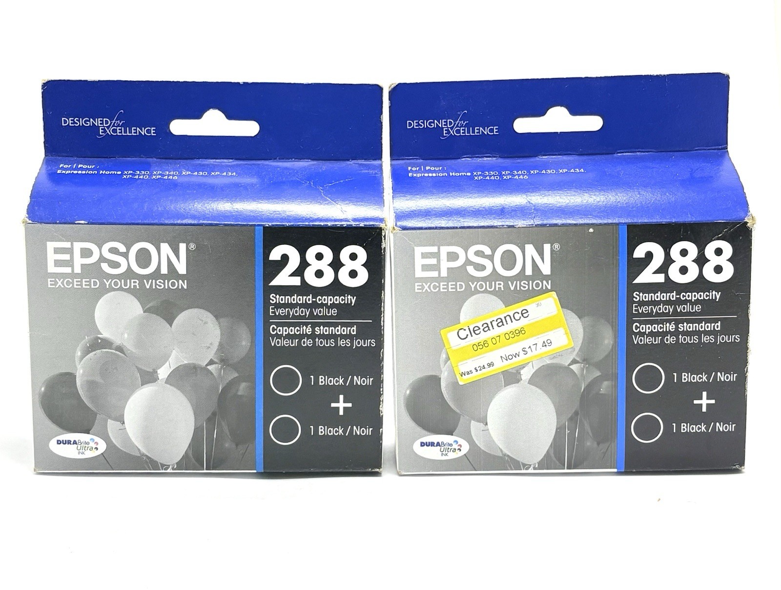 (2) Genuine Epson 288 Standard Capacity Black Ink EXP 2024 & 2027
