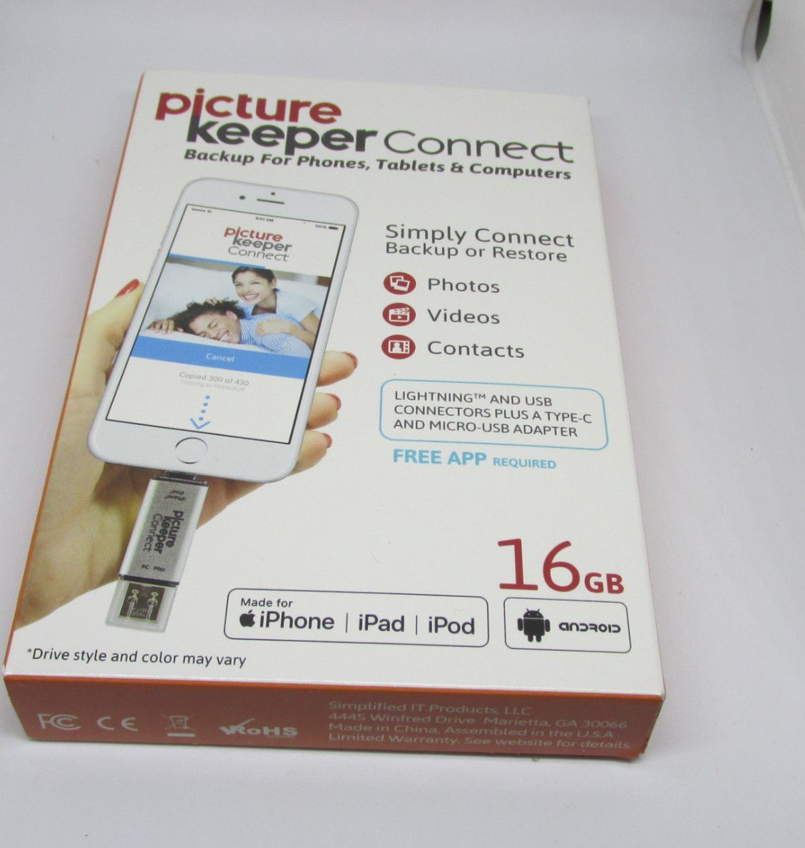Picture Keeper Connect 16GB Portable Flash USB Backup for ANDROID IPhone IPad