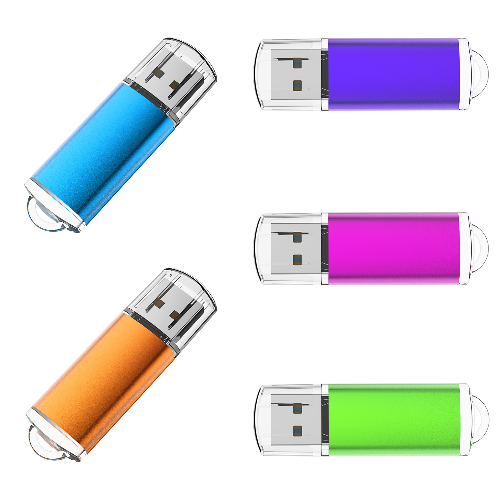 USB 2.0 5pcs Metal Rectangle Style Flash Drives 2GB, 4GB, 8GB, 16GB, 32GB, 64GB