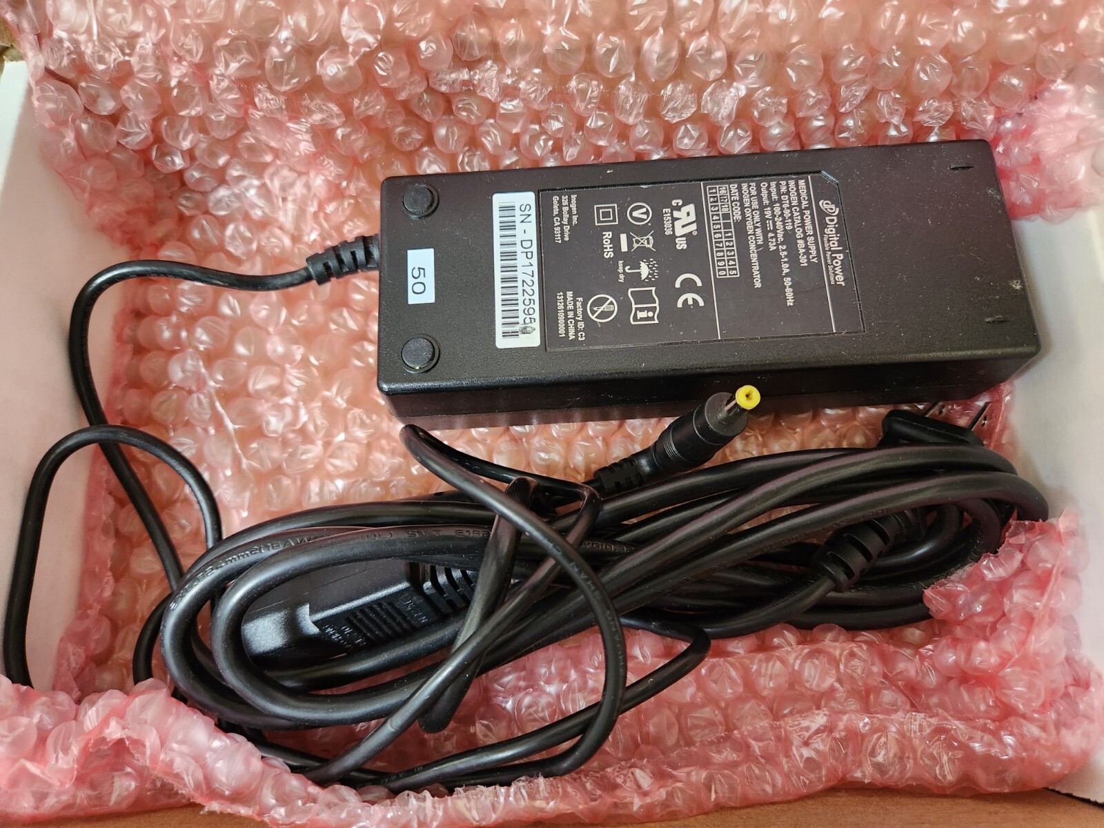 OEM AC Adapter Digital Power P/N DTS-90-119 Inogen CATALOG# BA-301 19V 4.73A