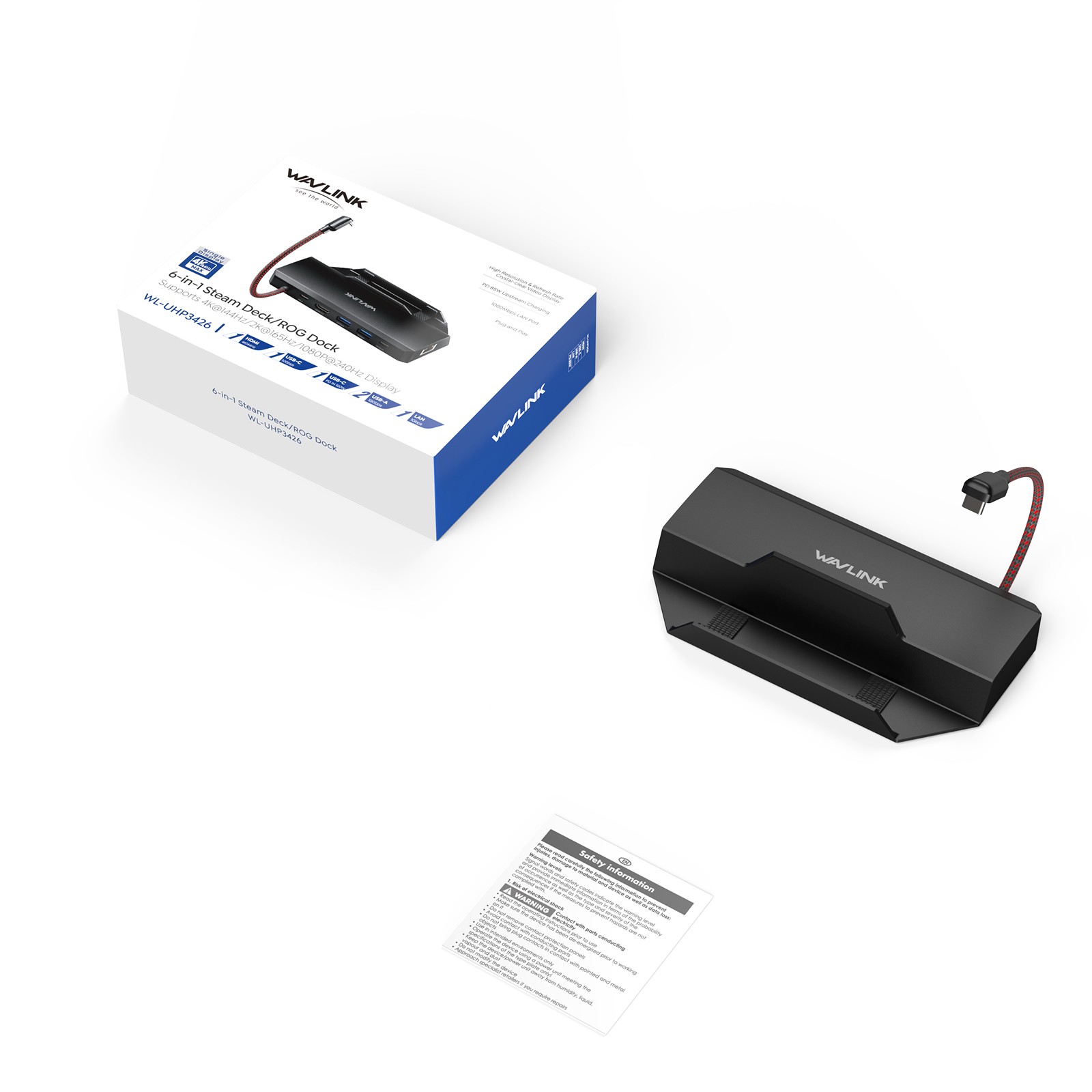 Steam Deck Dock Docking Station for Steam Deck/ROG Ally 4K@144Hz HDMI 2.1 100WPD