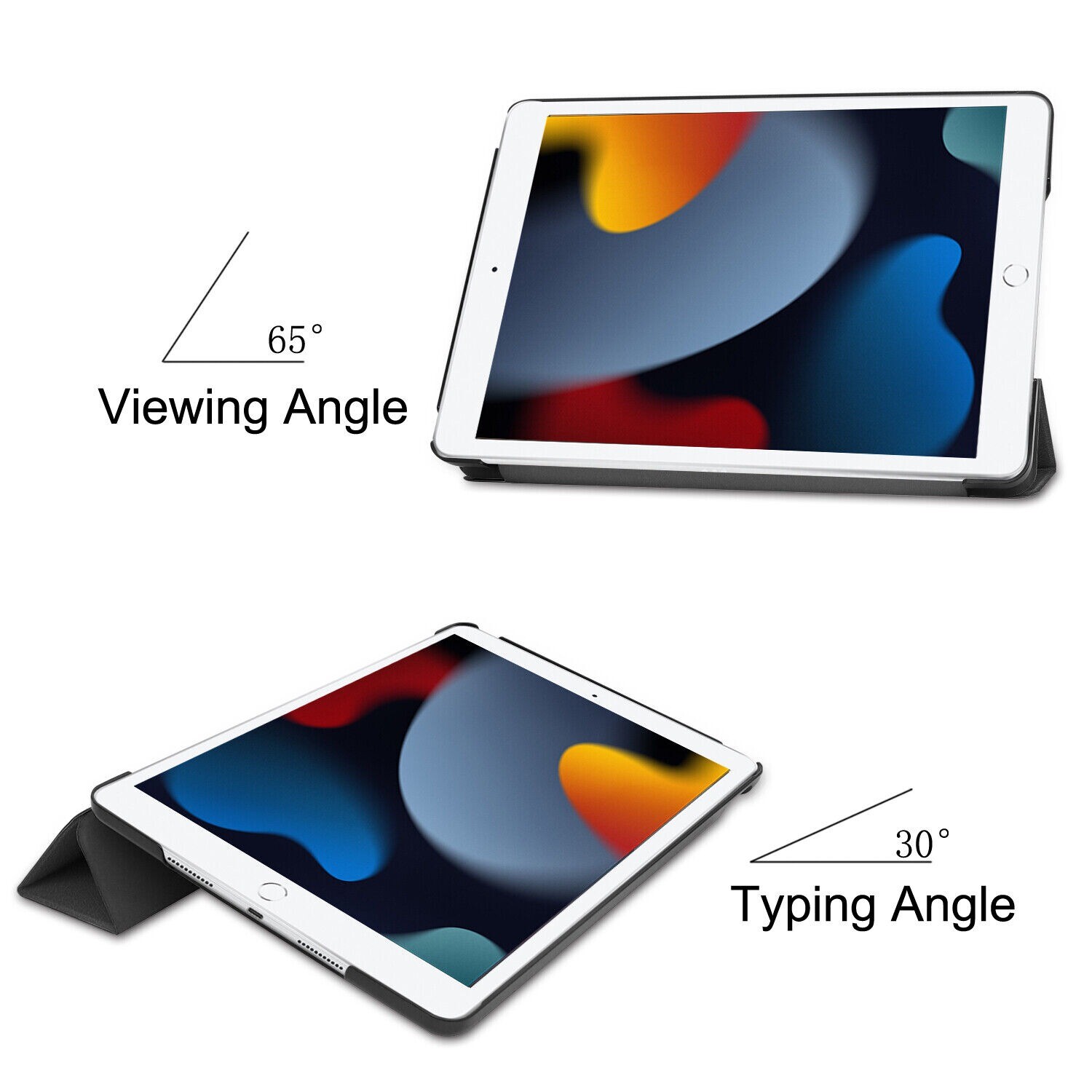 For iPad 9th 8th 7th 6th 5th Generation Mini Tri-Fold Smart Leather Case Cover