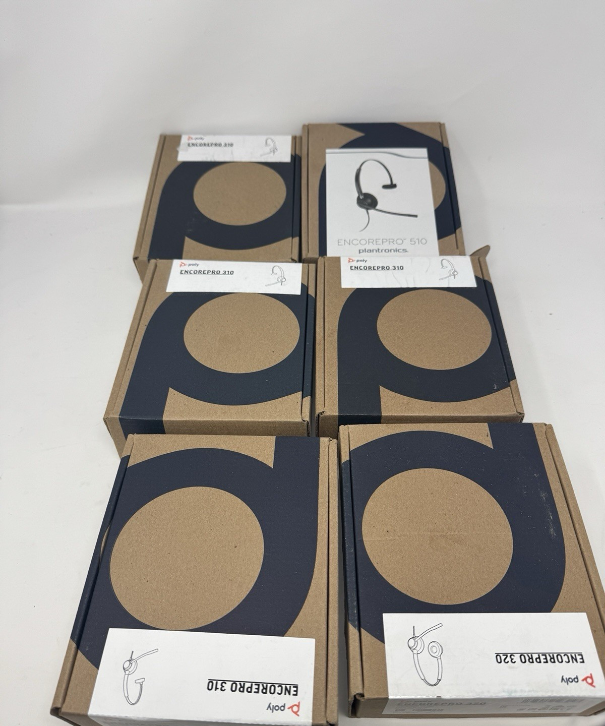 Poly EncorePro 320, 310, 510 Corded Headset – LOT of 6 Headsets!