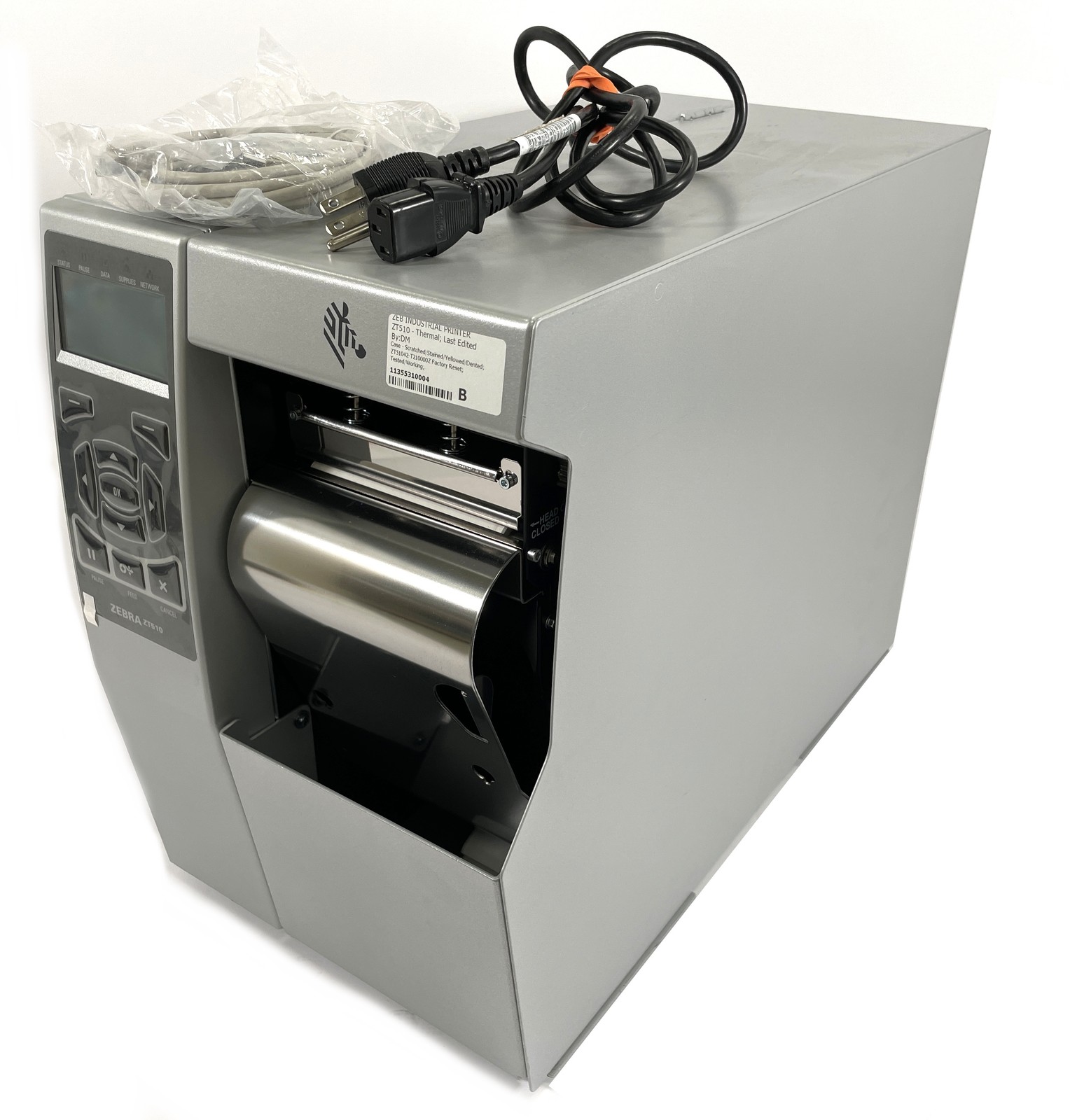 Zebra ZT510 Barcode Printer ZT51042-T210000Z Silver w/ Power Cord