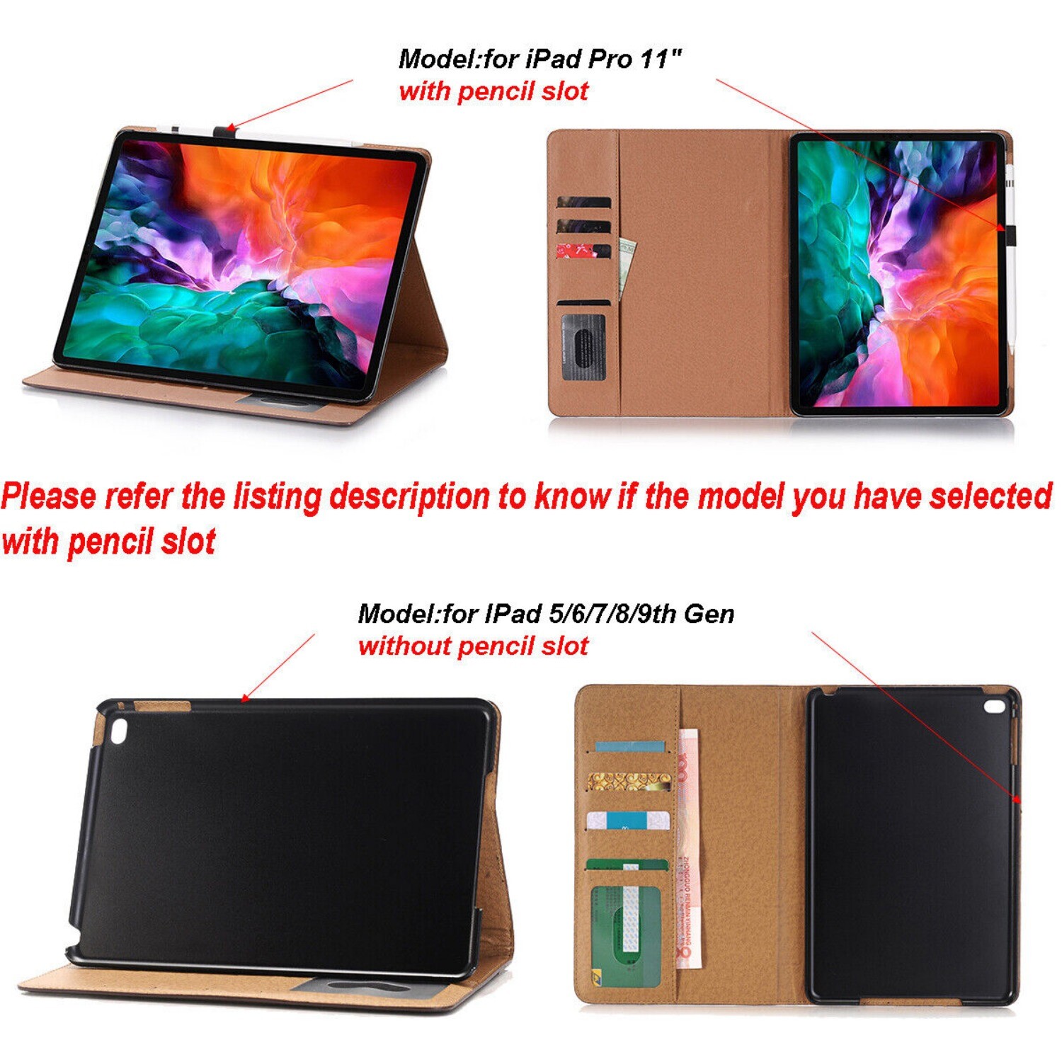 Smart Leather Flip Case Cover For iPad 5/6/7/8/9th Gen 10.2 Mini 4 3 2 1 Pro10.5