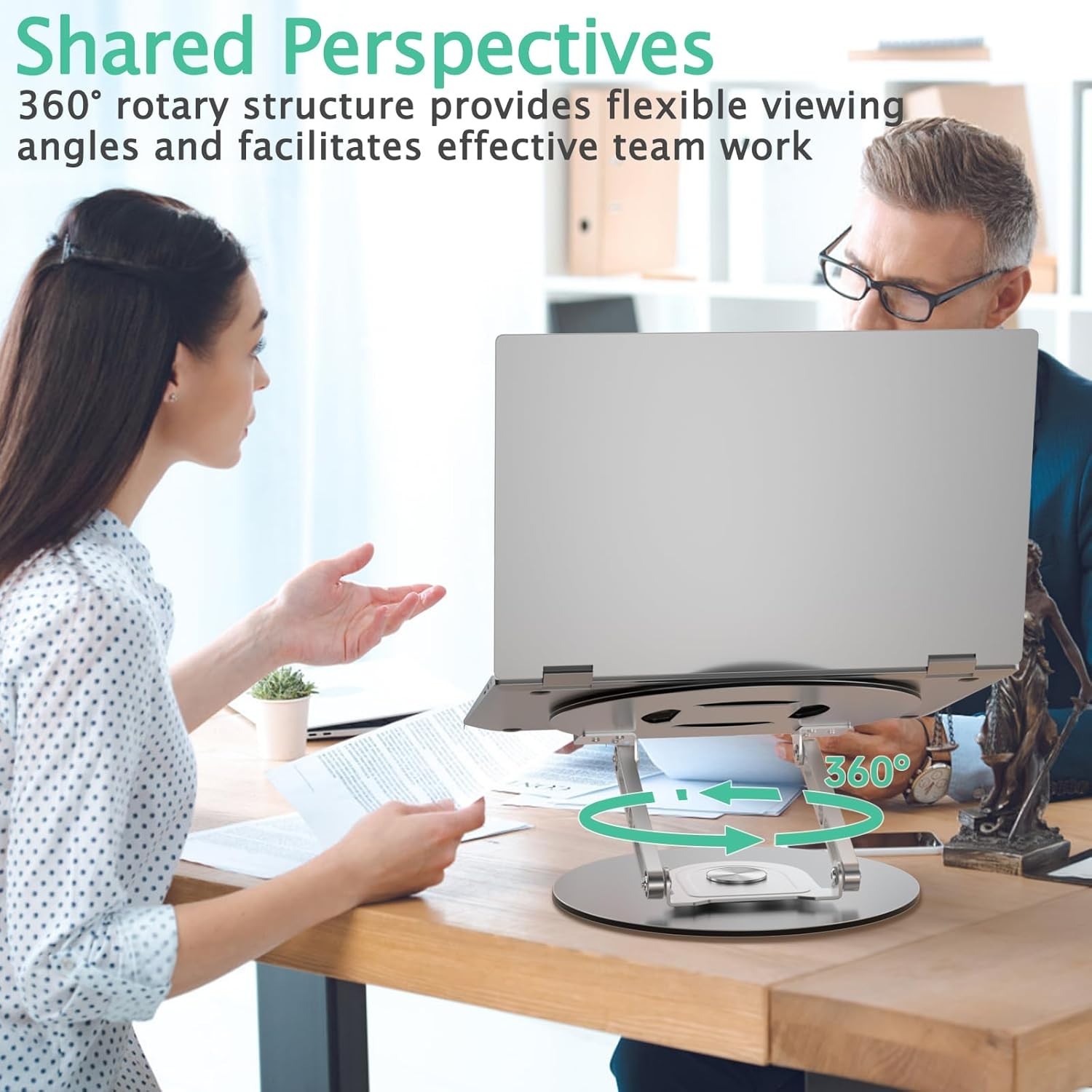 Laptop Stand for Desk Adjustable Computer Stand with 360 Rotating Base Ergono…