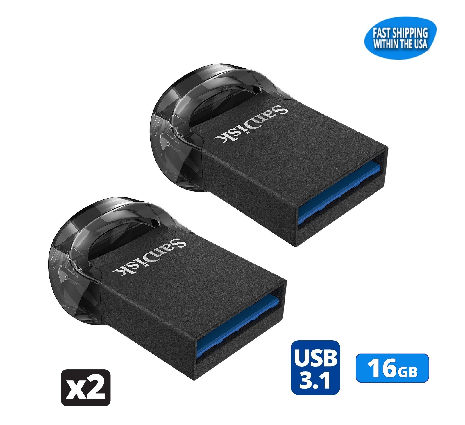 Sandisk Ultra Fit 16GB USB 3.0 / 3.1 Flash Drive Thumb Drive Pen Drive (2 Pack)