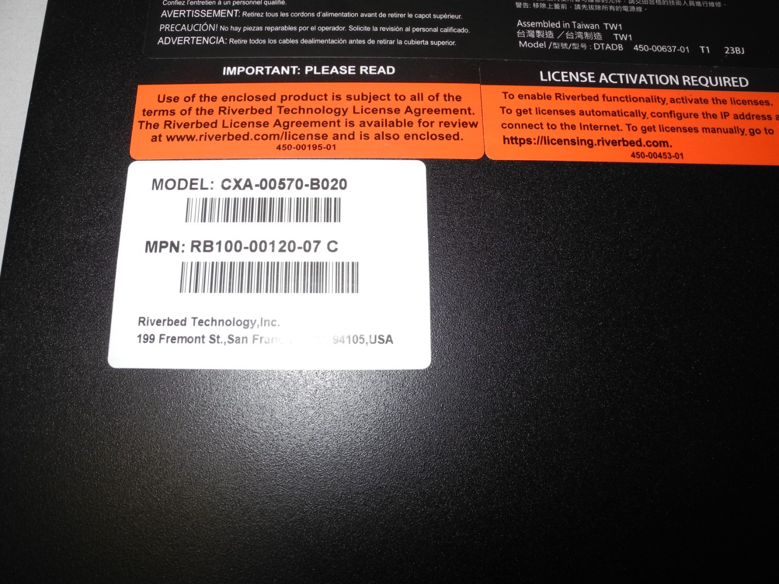RIVERBED STEELHEAD CX570 NETWORK APPLIANCE CXA-00570-B020 320GB 80GB SSD