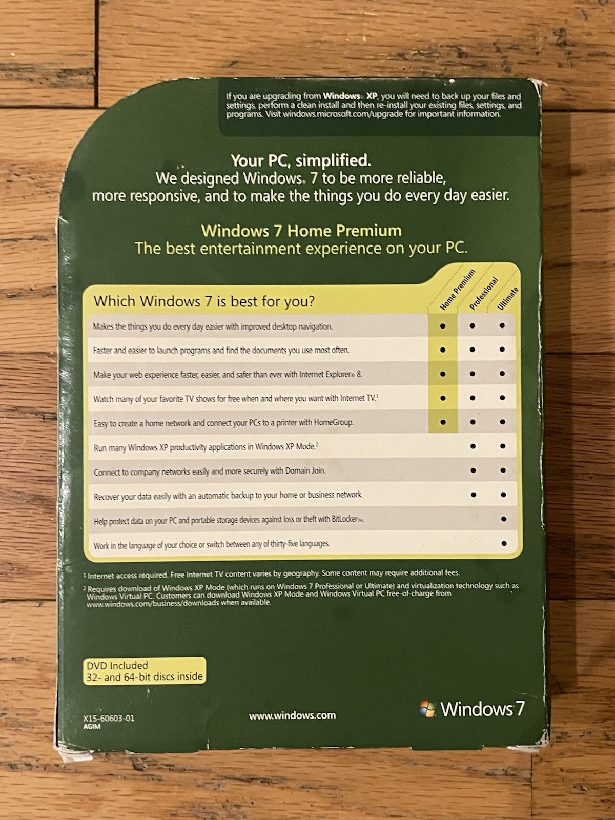 Microsoft Windows 7 Home Premium Full 32 Bit & 64 Bit DVD Discs Retail with Key