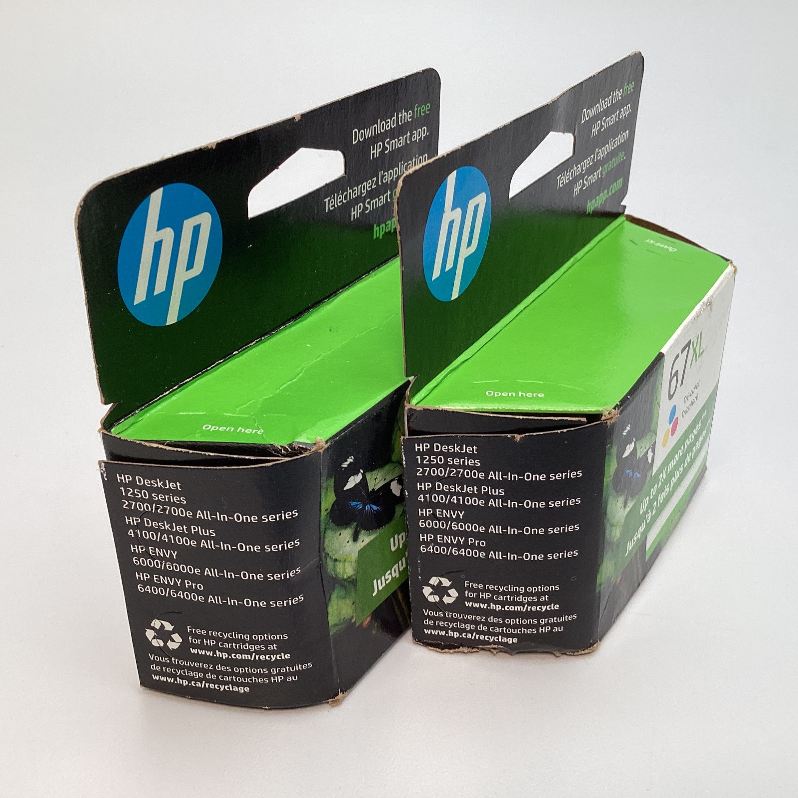 Lot of 2 HP 67XL Black & Tri-Color Ink Cartridges 3YM57AN 3YM58AN – 2023 & 2024