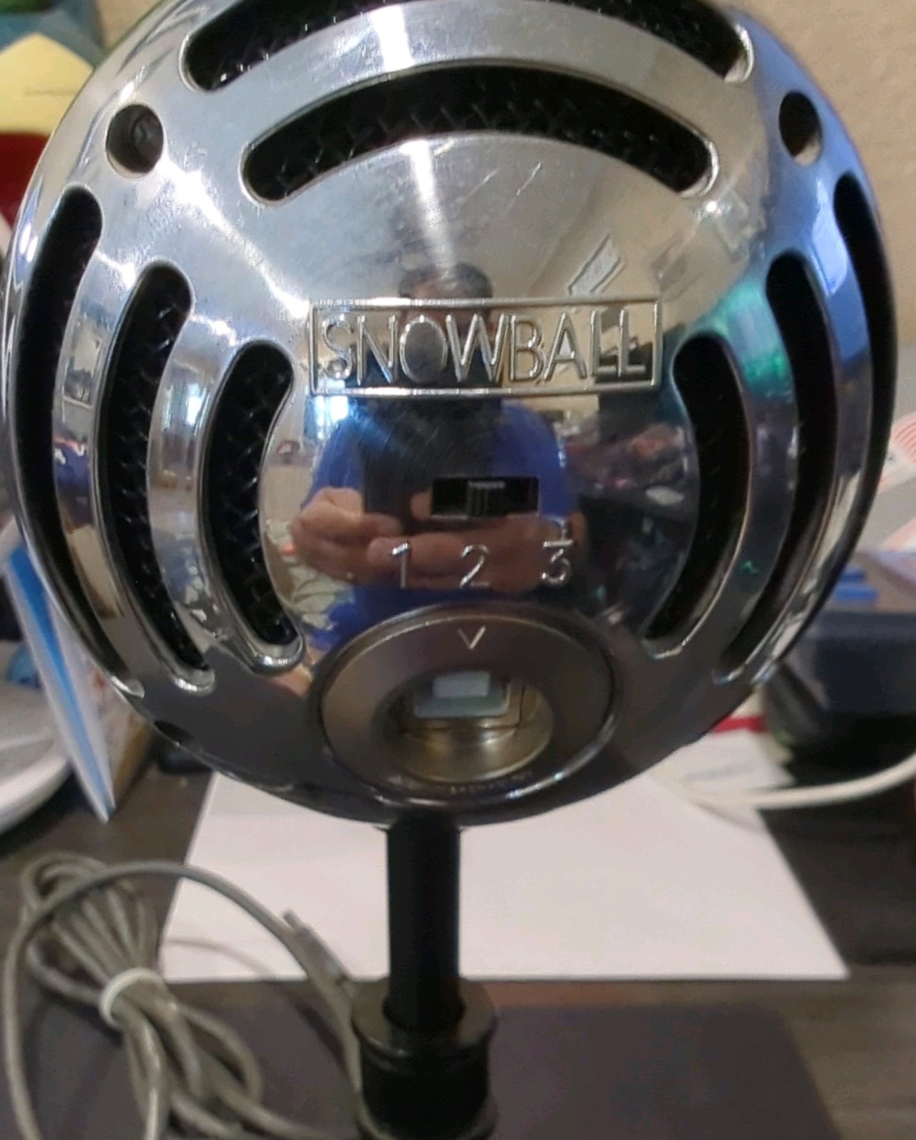 Blue Snowball USB Microphone Cardioid with Adjustable Stand, Silver/Black