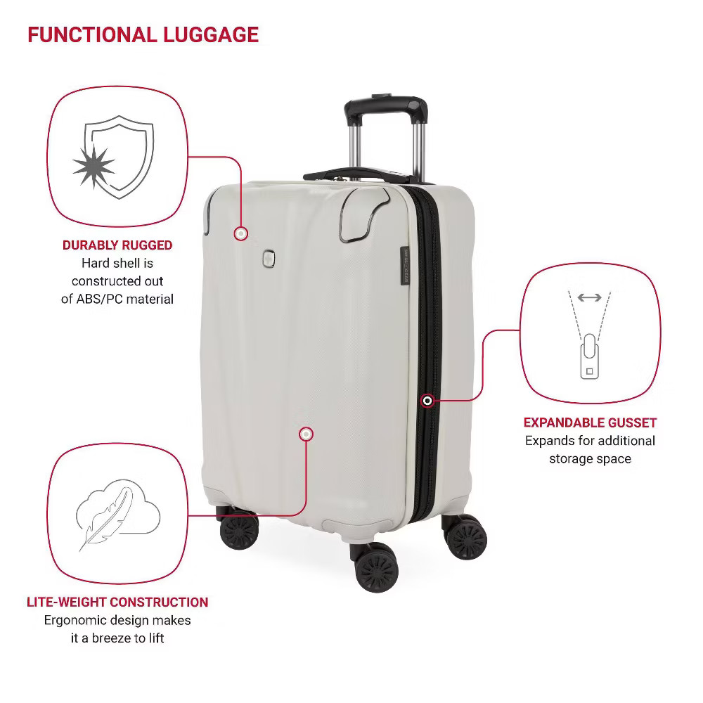 SWISSGEAR Cascade Hardside Carry On Spinner Suitcase – Sustained Gray: