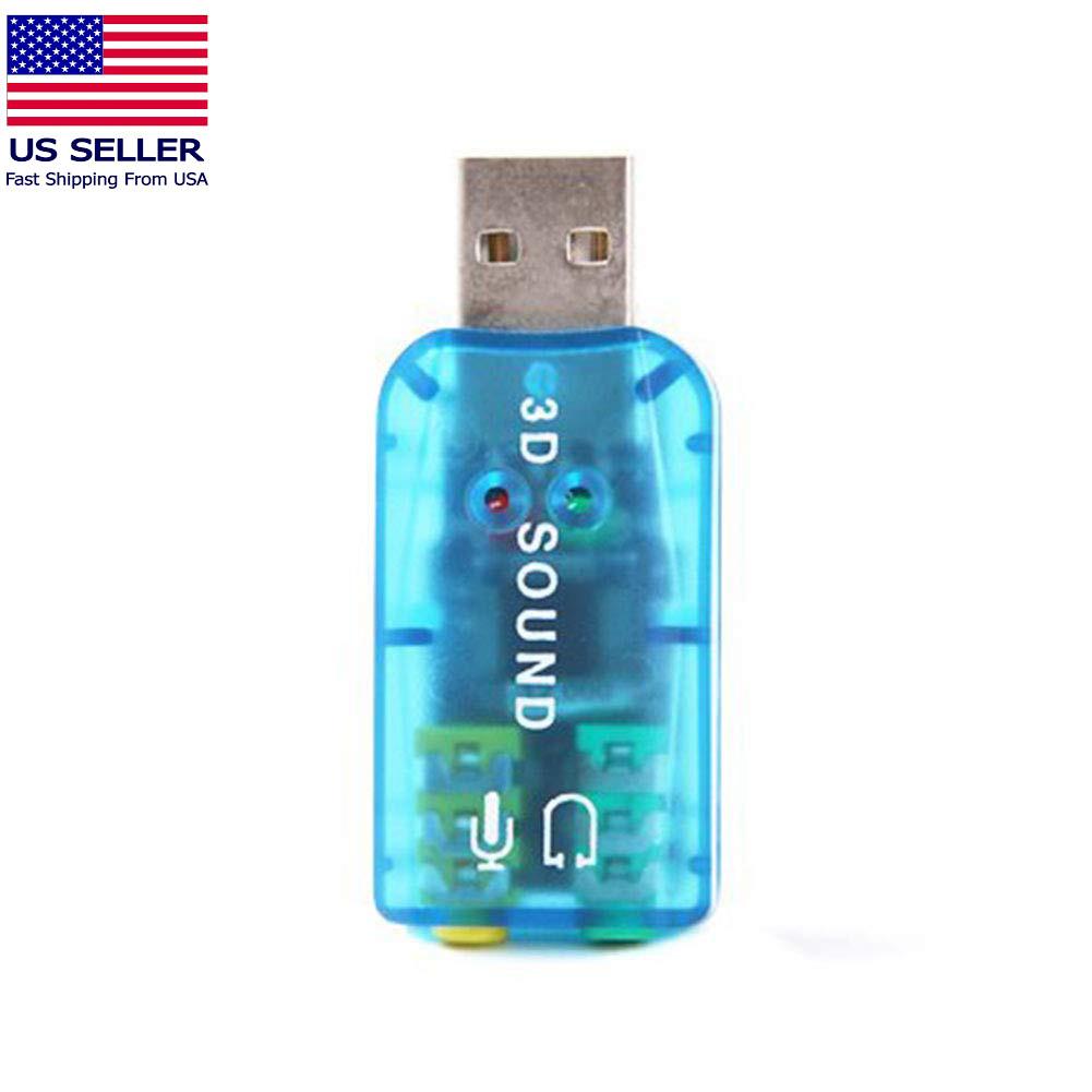 USB 2.0 Sound Card External 5.1 Channel 3D Mic Speaker Virtual Audio PC Adapter