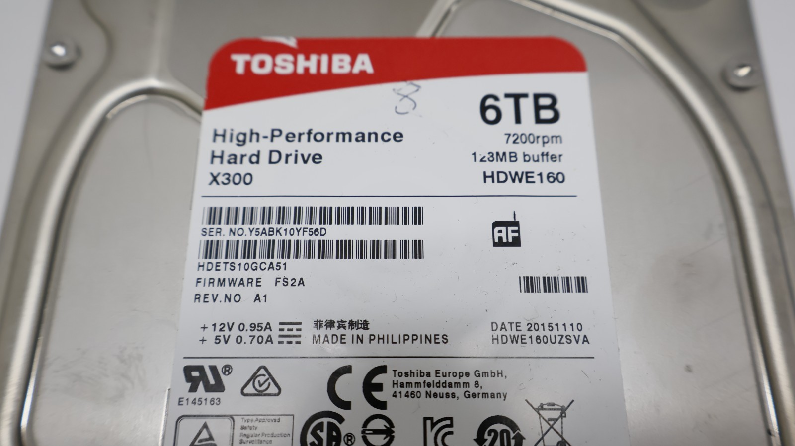 Toshiba X300 HDETS10GCA51 6TB 7200 RPM 3.5″ SATA 6 Gbps Hard Drive HDD