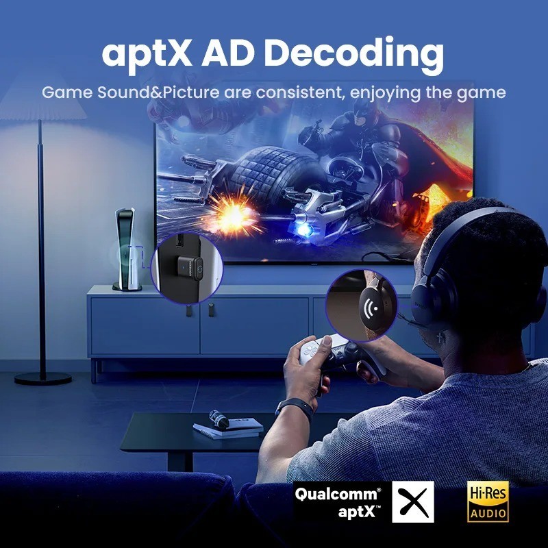 “UGREEN USB-C Bluetooth 5.3 Transmitter aptX HD Audio Adapter for PC Nintendo Sw
