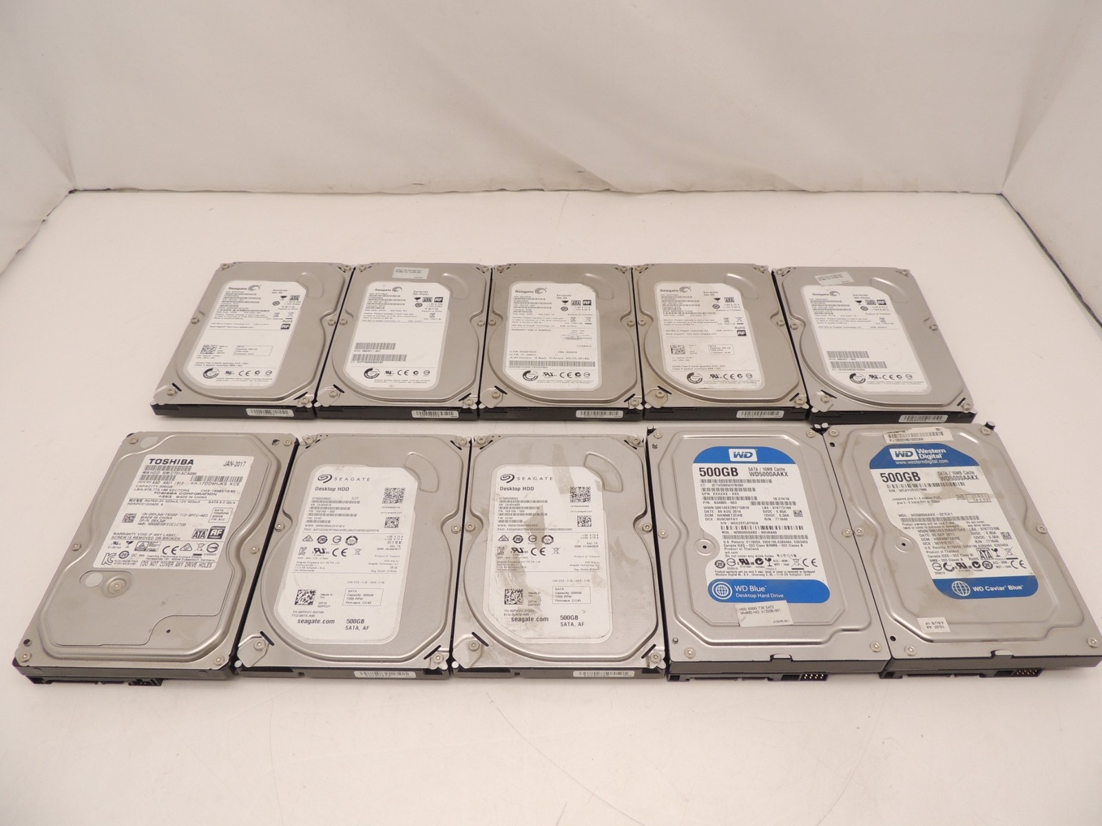 Lot of 10 Assorted Major Brand 3.5″ 500GB SATA Desktop Hard Drive 100% Health