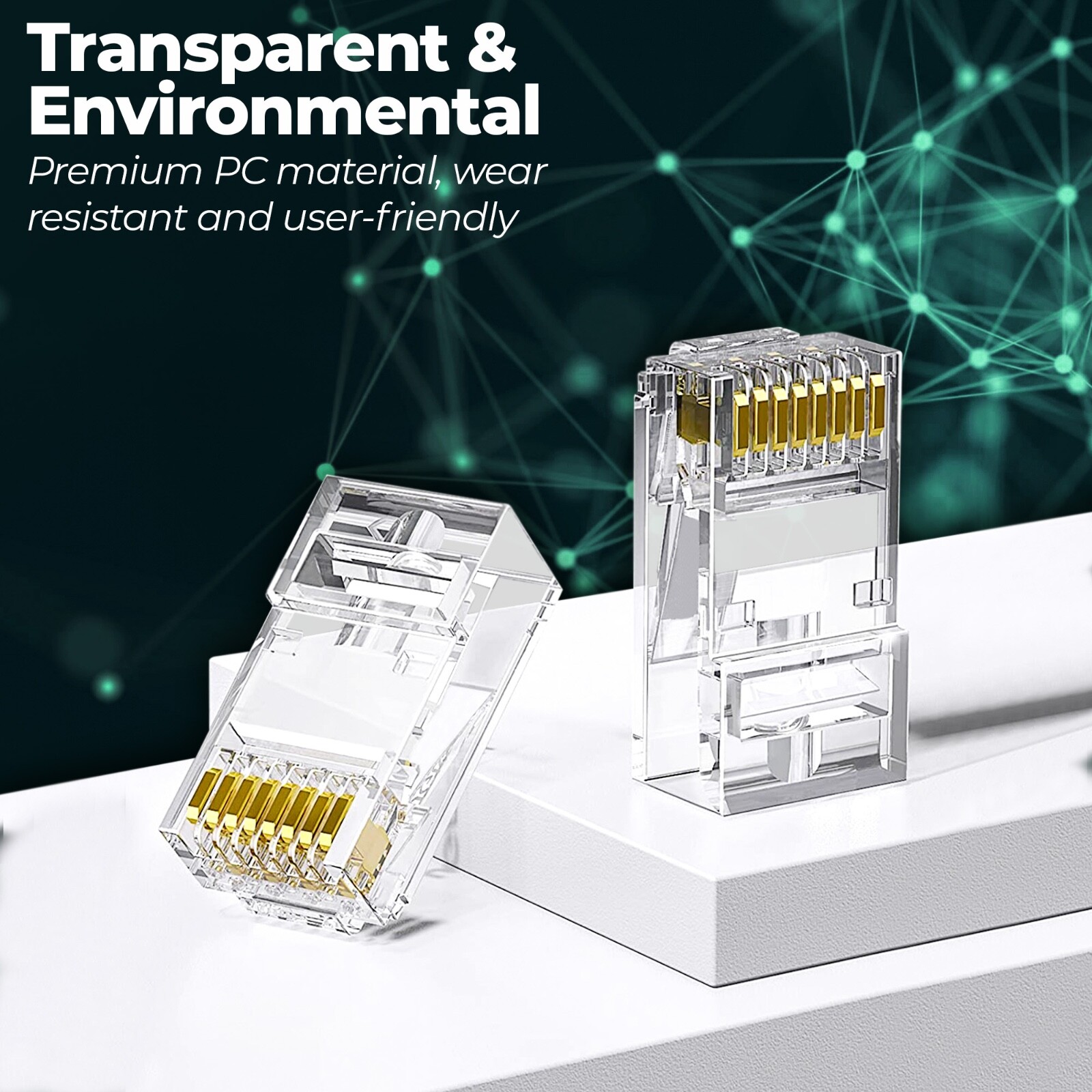 100 pcs-RJ45 Cat5e Pass Through Connector Ethernet Network cable plug ez crimp
