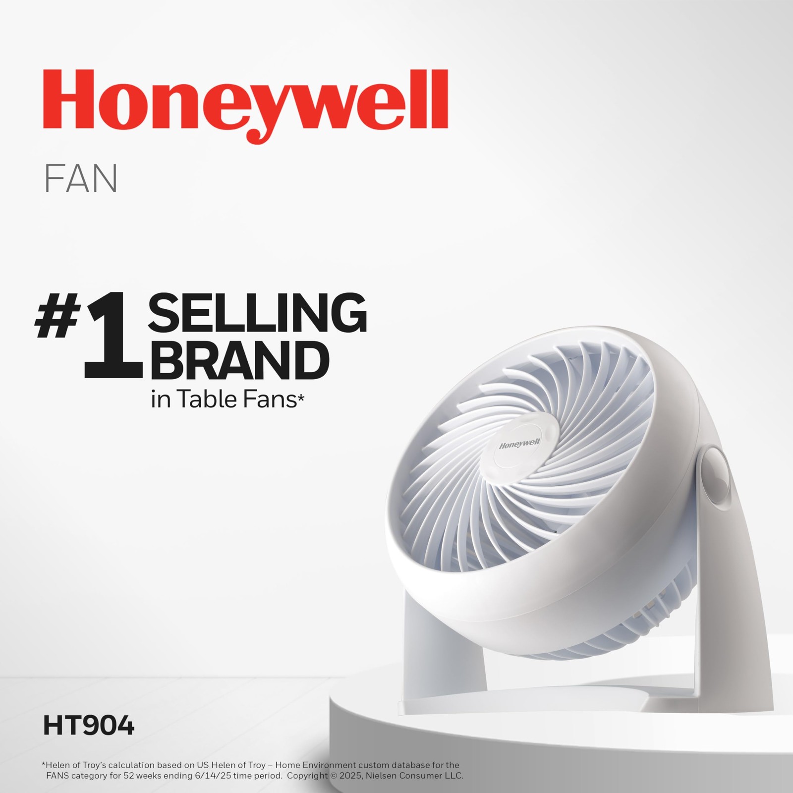 Honeywell TurboForce Air Circulator, Small Tabletop Fan, Quiet Small, White
