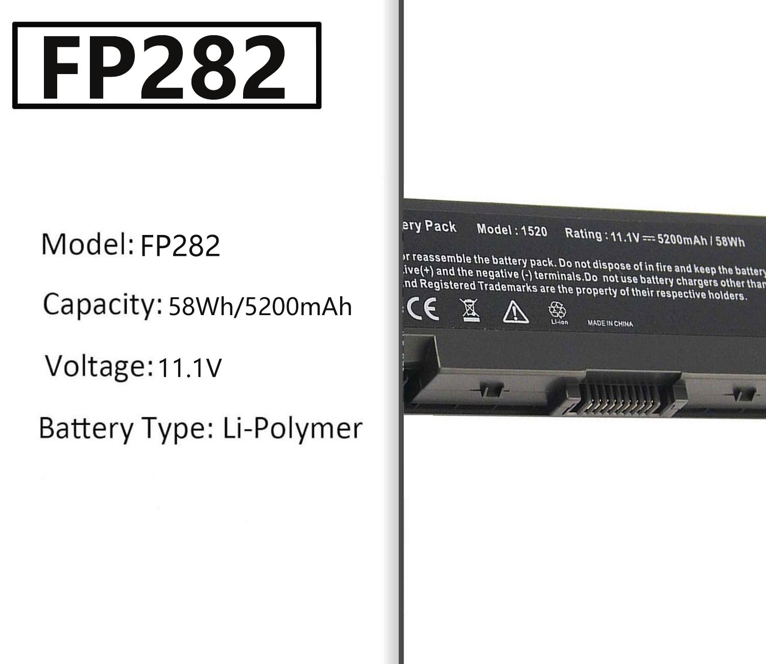 FP282 5200mAh Battery For DELL Vostro 1500 Vostro 1700 Inspiron 1520 1521 1720