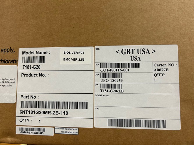 GIGABYTE T181-G20 1U DUAL SCALABLE 4x V100 SXM2 SOCKET SERVER