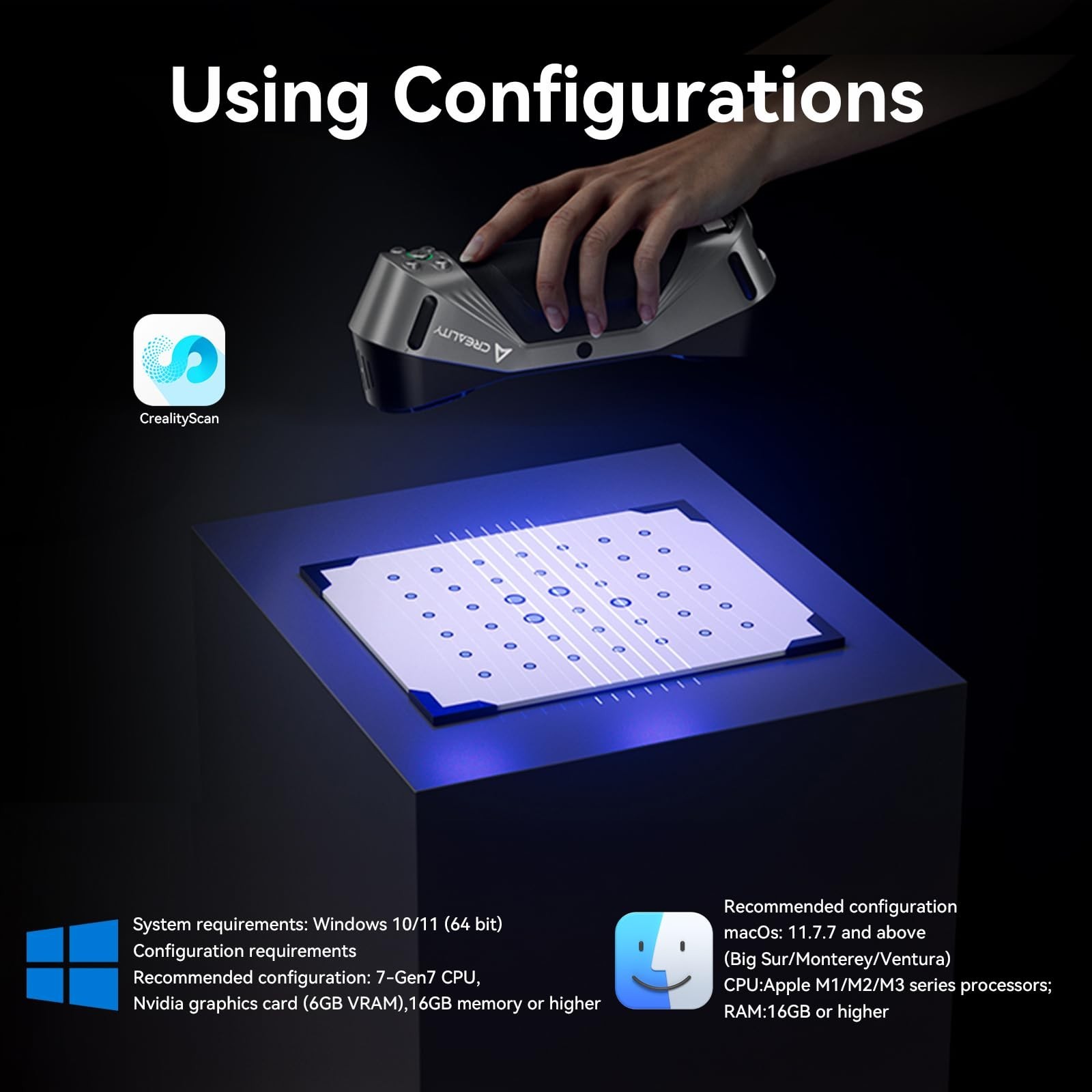 Creality Raptor 3D Scanner for 3D Printing, Multiple-line Blue Laser & NIR Ha…