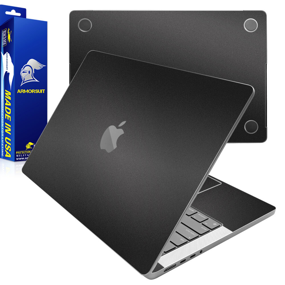 Armorsuit Matte Black Metallic Skin Wrap Film for Macbook Pro M2 2023 14 inch