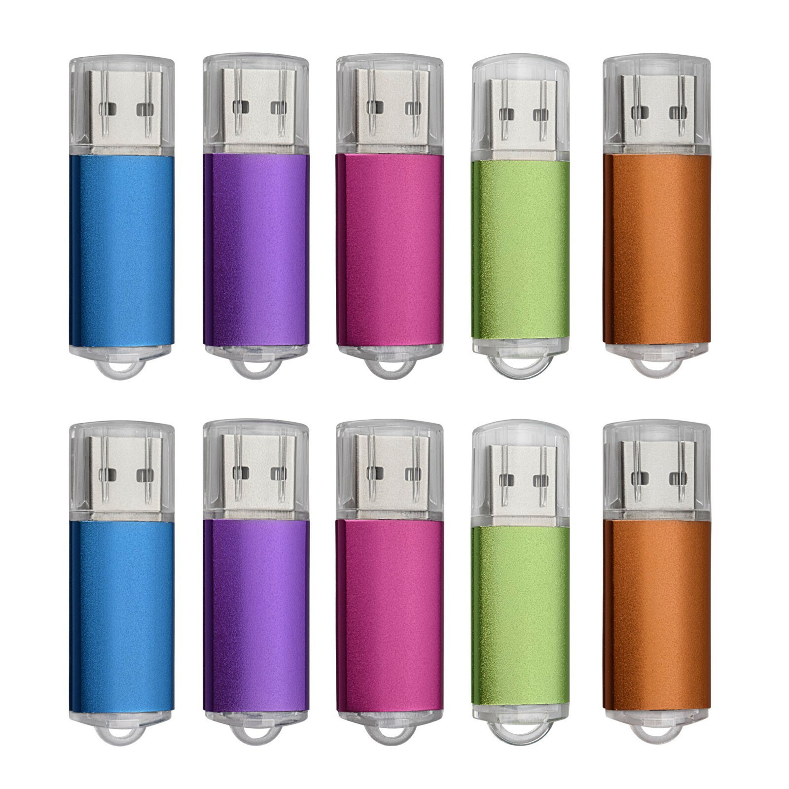 5PCS Rectangle USB2.0 Flash Drives Mixed Color 1GB-32GB Bulk Storage Pen Drive