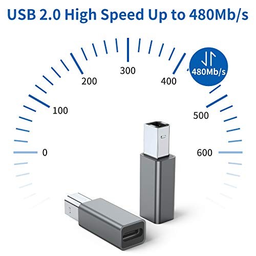 USB C Female to Printer Male Adapter (2-Pack), USB Type C to USB B Convert