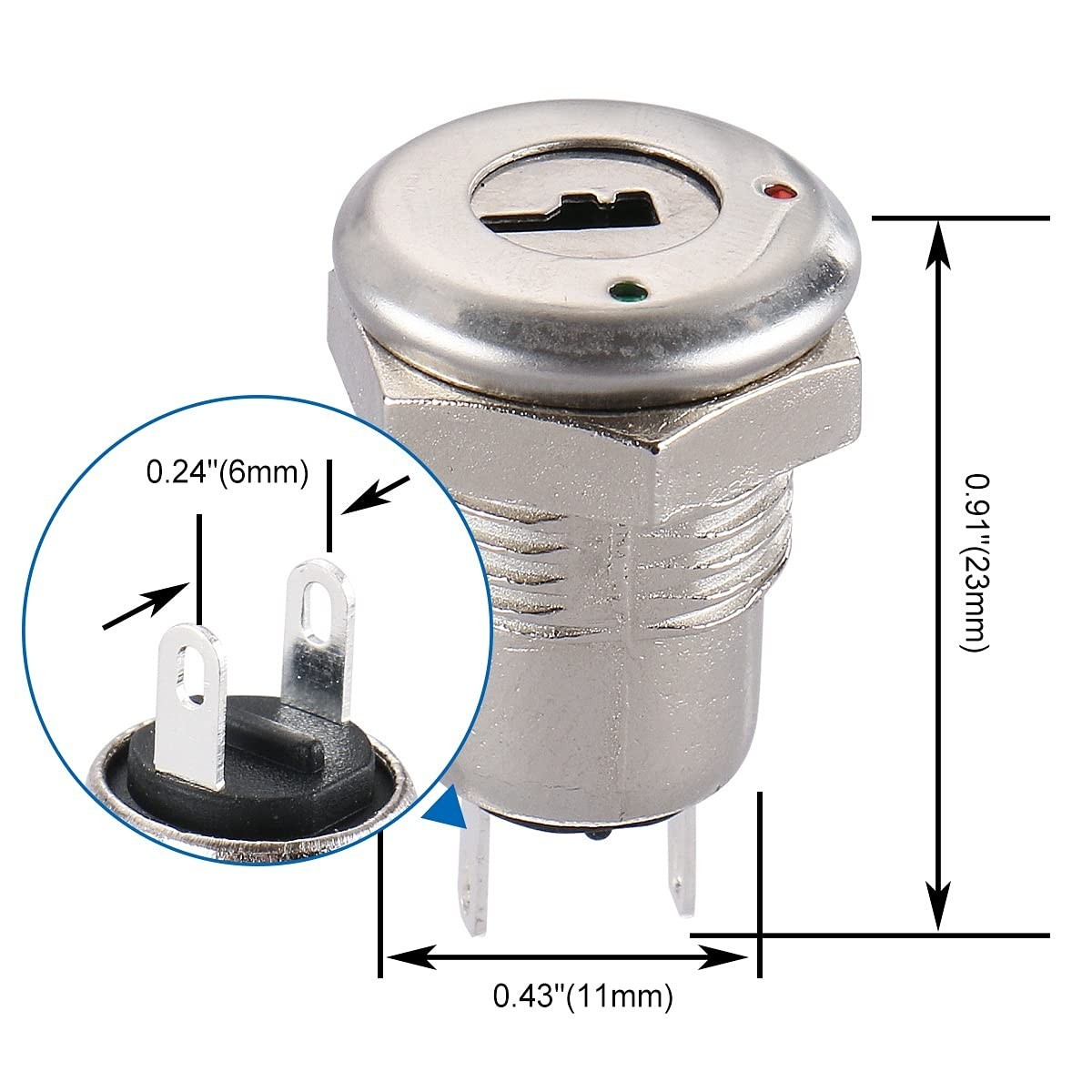 Zinc Keylock Switch Pack of 2 with 11mm Mounting – On-Off for Electrical Devices