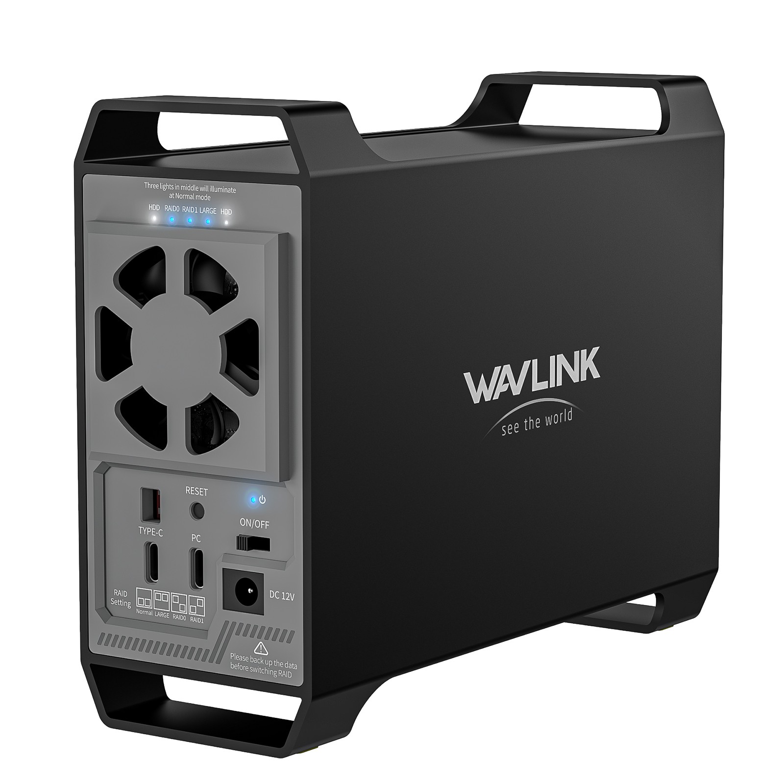 2-Bay Hard Drive Enclosure for 2.5”/3.5” SATA HDD/SSD 4 RAID Modes USB-C 3.2