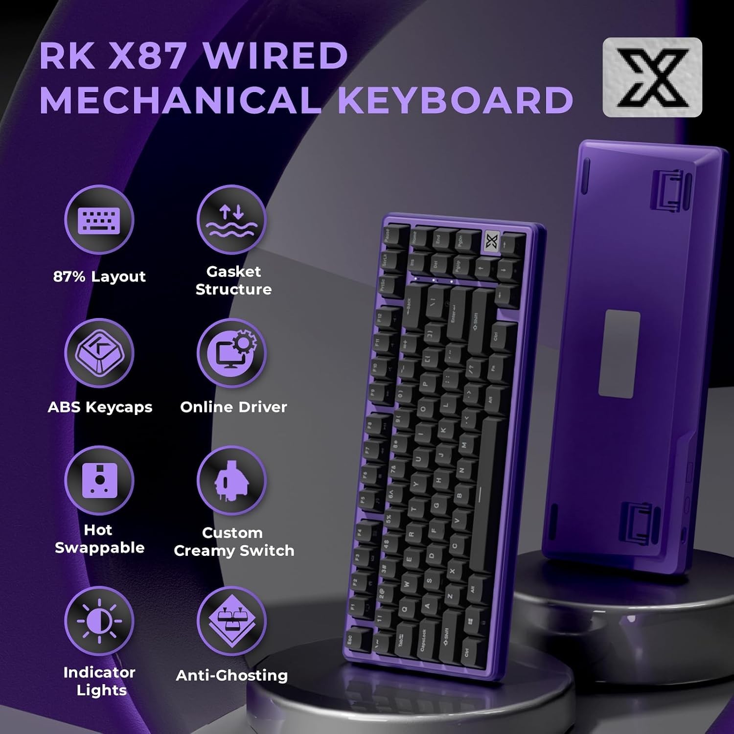 X87 75% Compact Mechanical Keyboard: Hot-Swappable, Ice-Blue Backlight Design