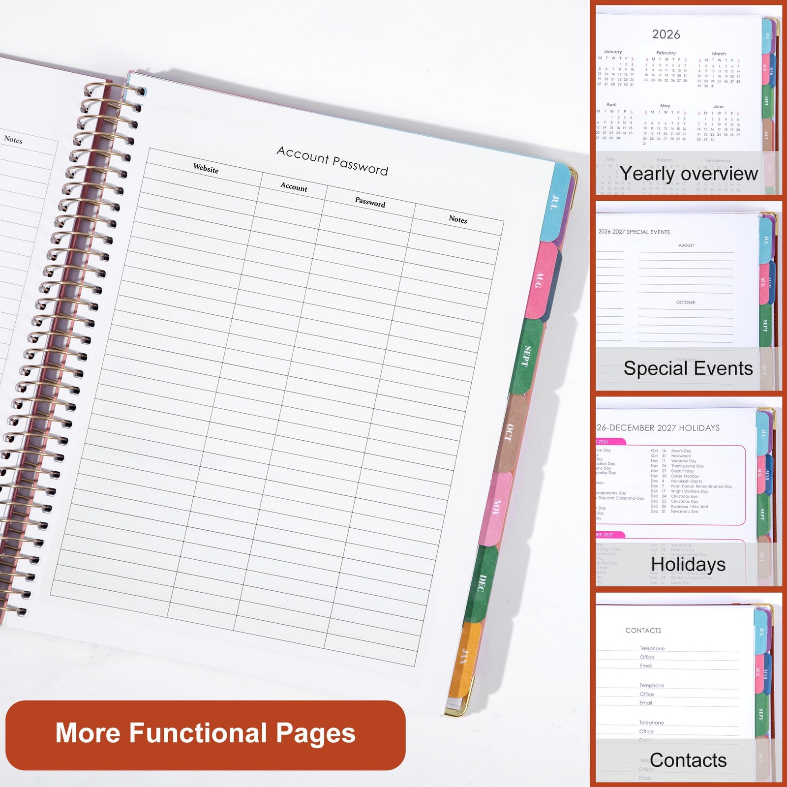 Planner 2026-2027 A4 8.5 x 11 Leather Two Tone Weekly Monthly Rust