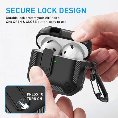 for AirPods 4 Case with Lock, AirPods 4th Generation AirPods 4 Case 2024 Black