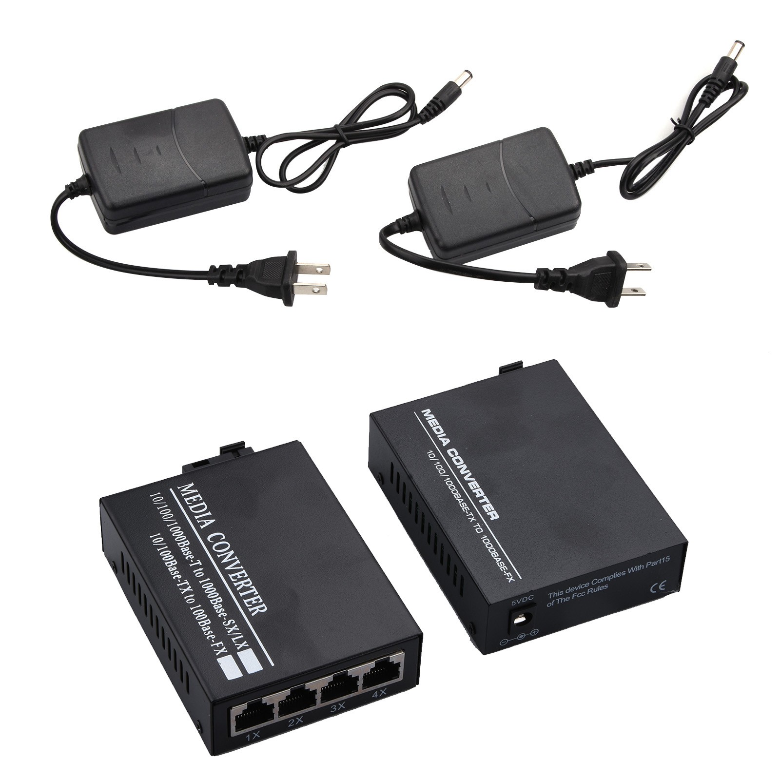 10/100/1000Mbps Single Mode 1&4 RJ45 Ethernet to Fiber Optic Media Converter n