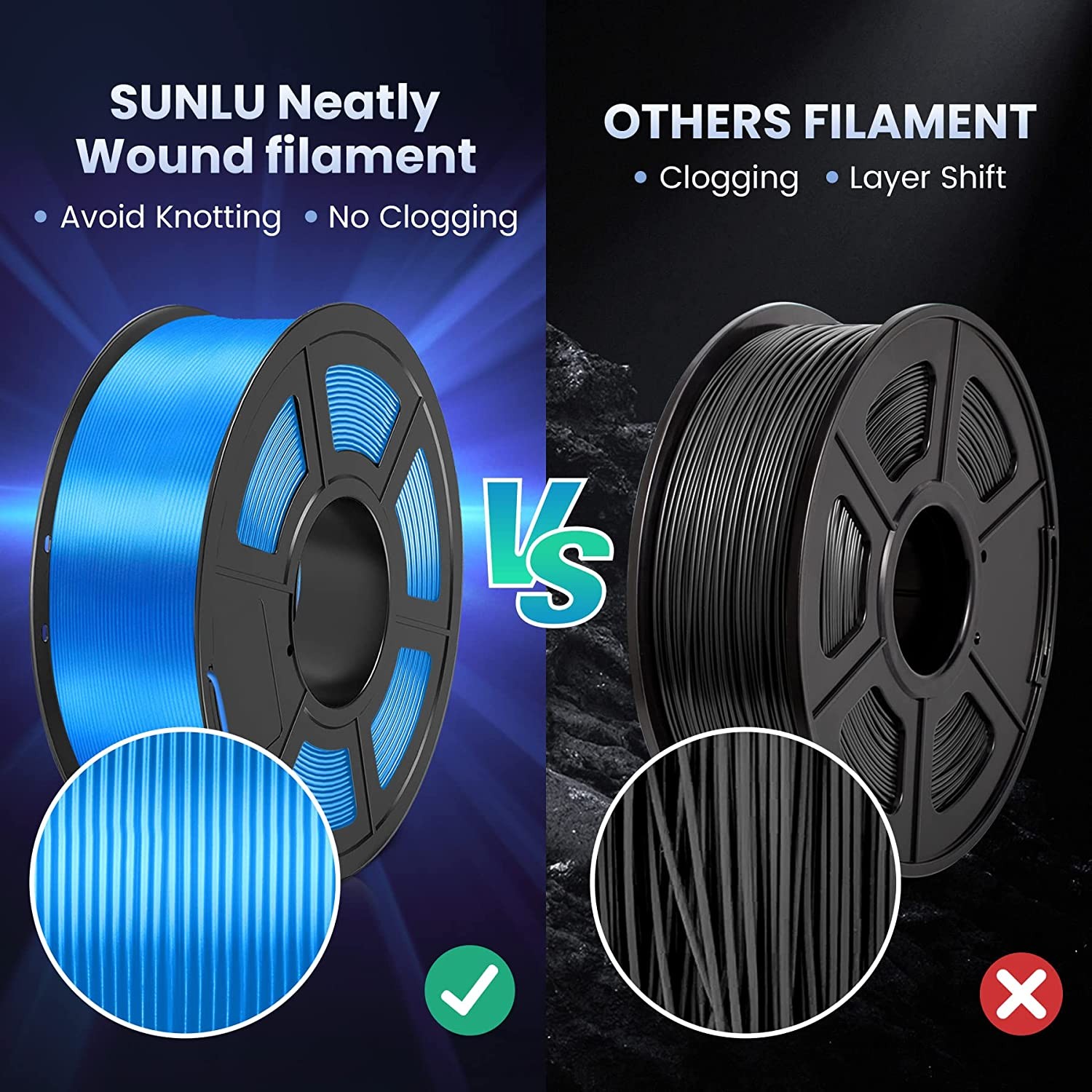 SUNLU PLA PLA+ PETG SILK ABS TPU 3D Printer Filament 1.75mm 1KG/0.25KG Non-toxic