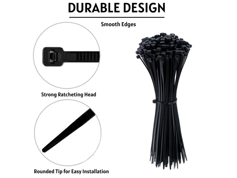 100~4″ BLACK CABLE ZIP TIES Heavy Duty UV Resistant UL 6/6 Nylon
