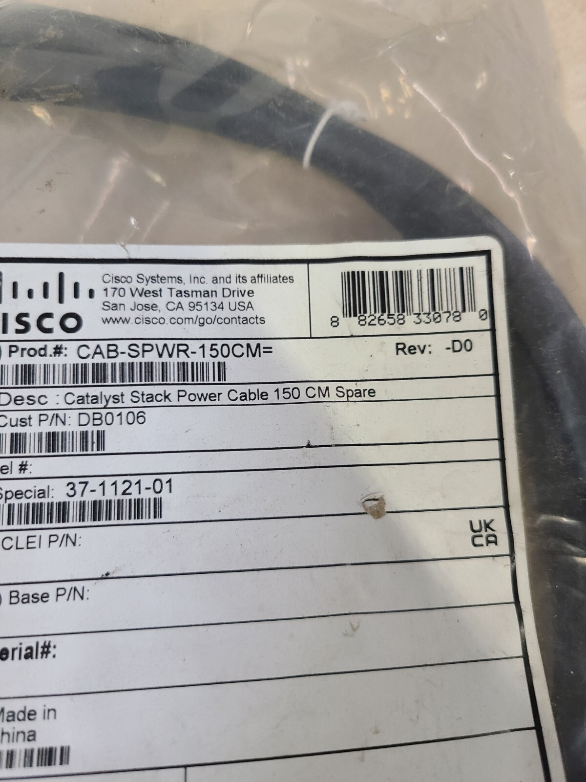 CISCO CATALYST DB0106 STACK POWER CABLE 150CM CAB-SPWR-150CM