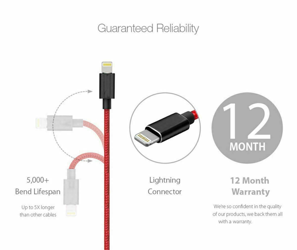 Heavy Duty 8 PIN Charging Cable Cord For iPhone 6 7 8 11 12 Plus XS XR Charger