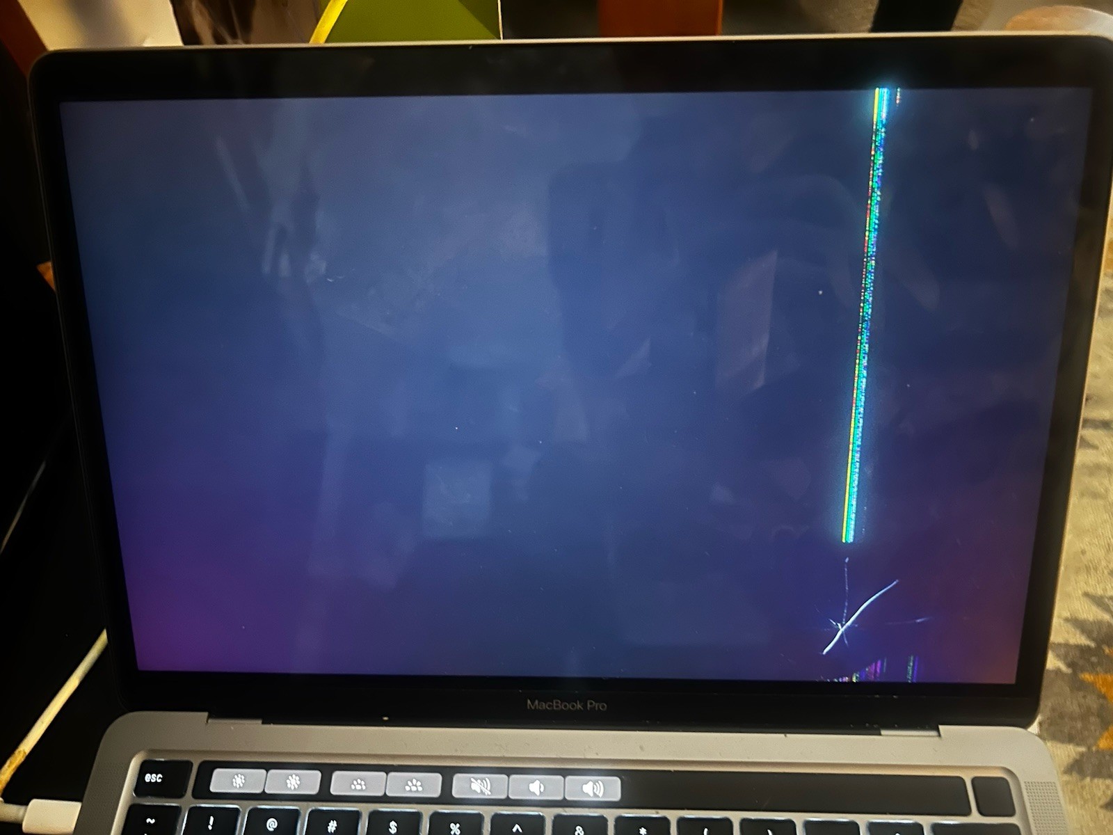 Apple MacBook Pro 13in M1 Gray Laptop Built-in Webcam For Parts Cracked Screen