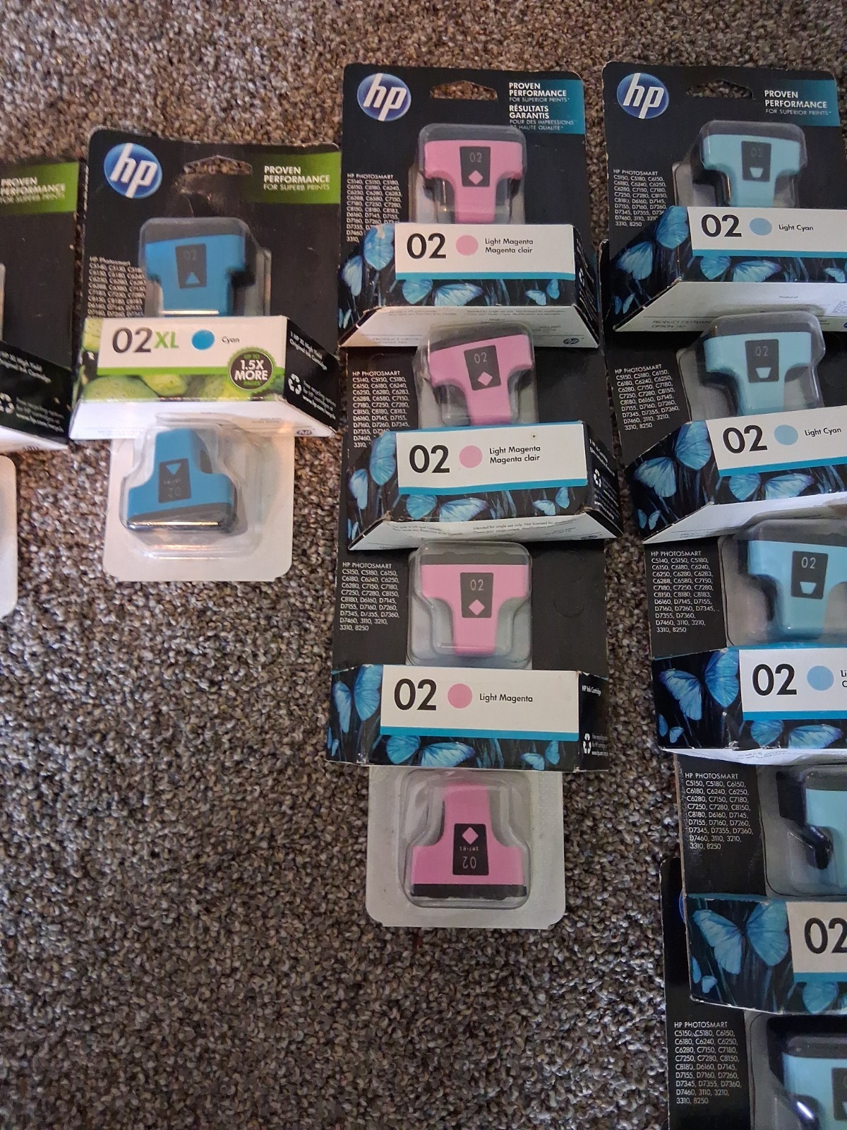 HP 02 Ink Cartridges New Sealed NOS Some Damage On Packages Mixed Colors/Lot