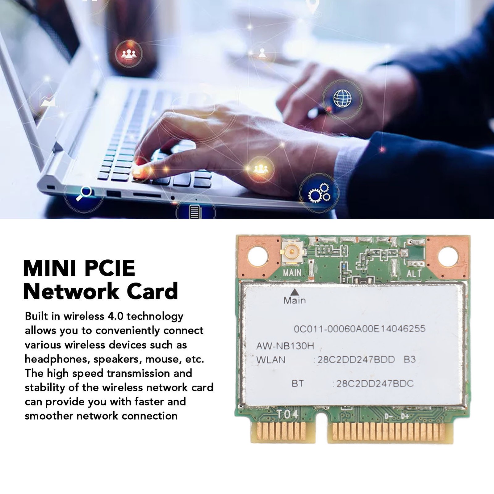 AW NB130H QCWB335 MINI PCIE Network Card Bluetooth 4.0 150Mbps WiFi Network Card