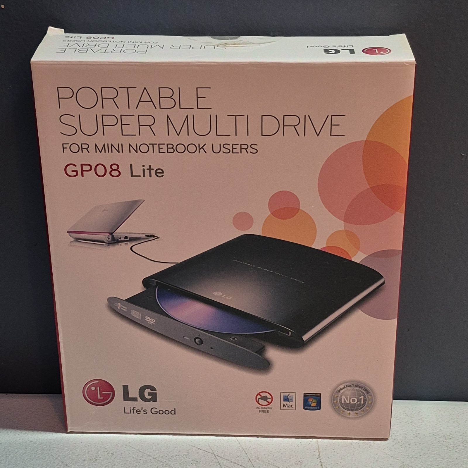 LG GP08 Lite Portable Super Multi Drive External DVD Writer USB Complete in Box