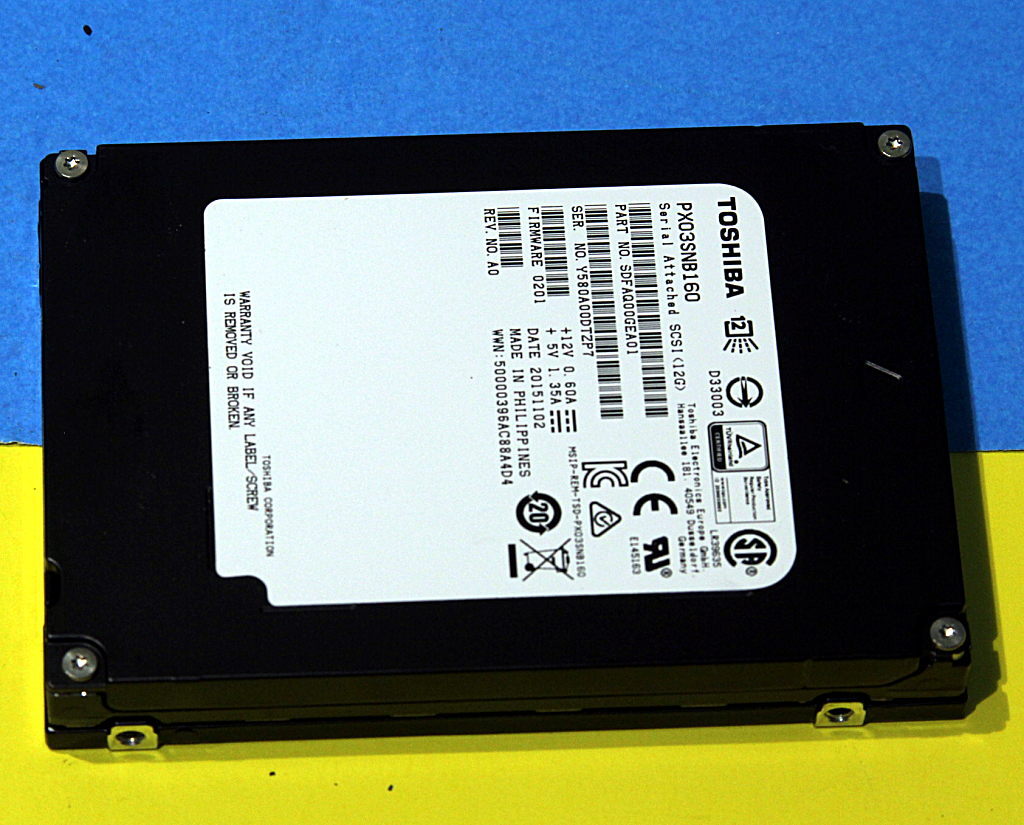 PX03SNB160 Toshiba 1.6TB 12G SAS 2.5″ MLC SSD SDFAQ00GEA01 93% Remaining