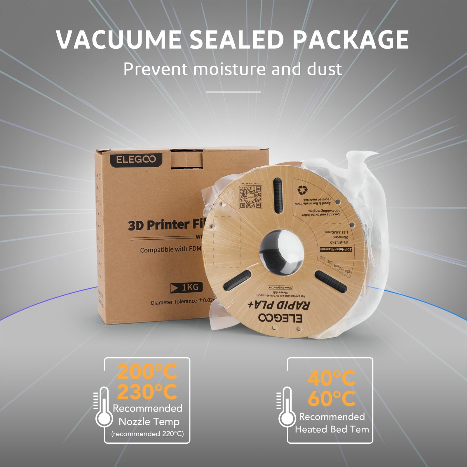 【Buy 3 Get 2 Free,Add 5】ELEGOO Rapid PLA+ 3D Printer Material Filament 1KG